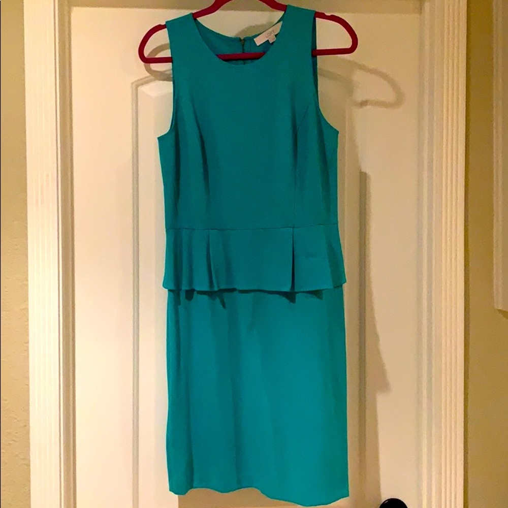 Peplum green sheath dress